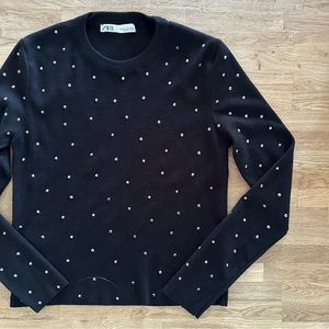 Zara Black Sweater with Silver Accents GUC